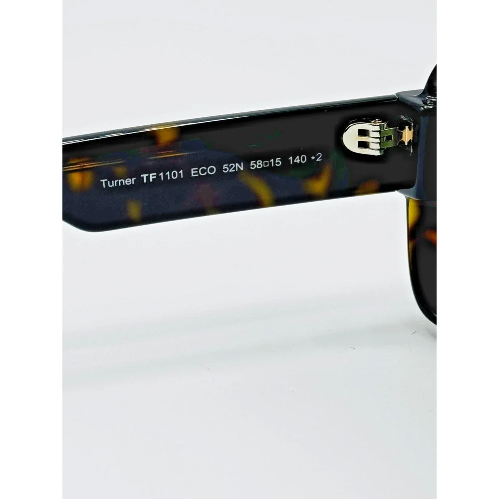 Tom Ford Sunglasses Turner FT1101 52N Dark Havana Square Frame Green Lens 58mm
